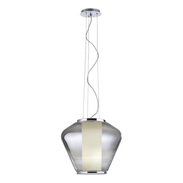 Redo 01-1139 - Lustr na lanku FUSION 1xE27/42W/230V pr. 30 cm lesklý chrom/kouřová