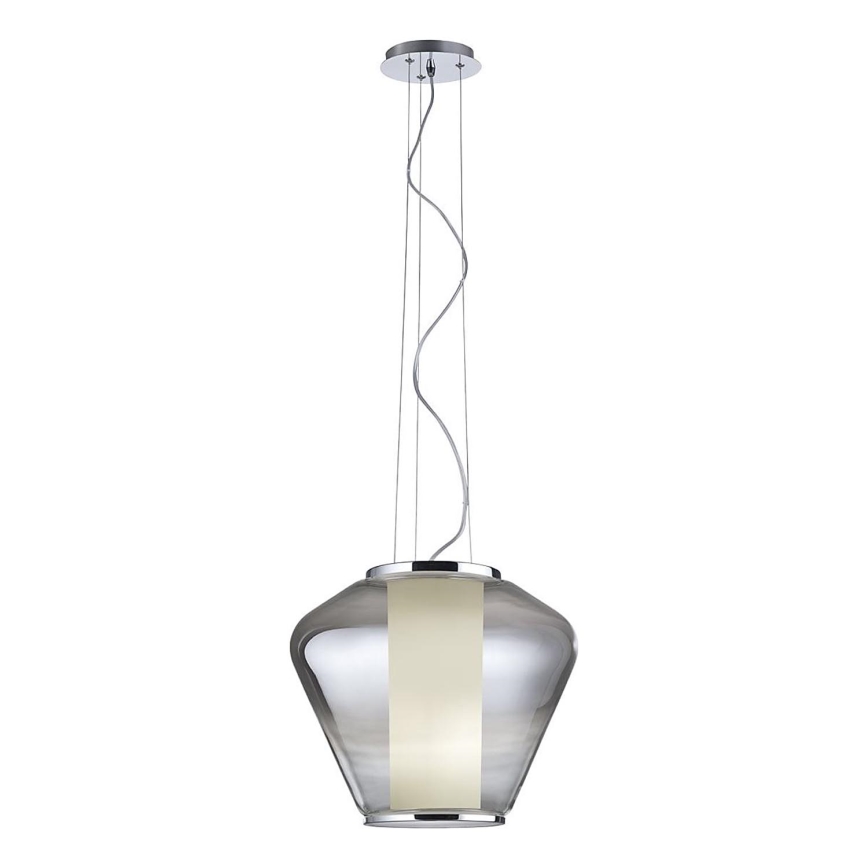 Redo 01-1139 - Lustr na lanku FUSION 1xE27/42W/230V pr. 30 cm lesklý chrom/kouřová