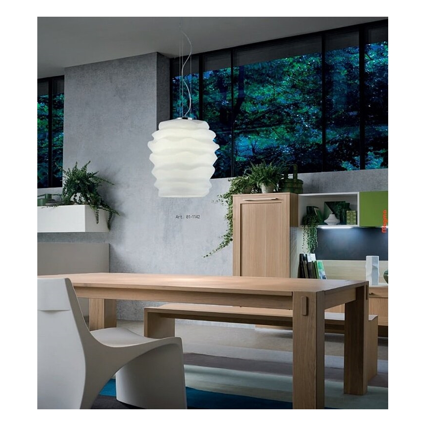 Redo 01-1141 - Lustr na lanku MAGMA 1xE27/42W/230V pr. 38 cm lesklý chrom/bílá