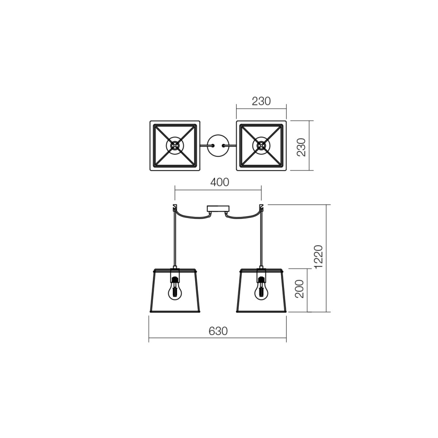 Redo 01-1264 - Lustr na lanku SKETCH 2xE27/42W/230V pavouk