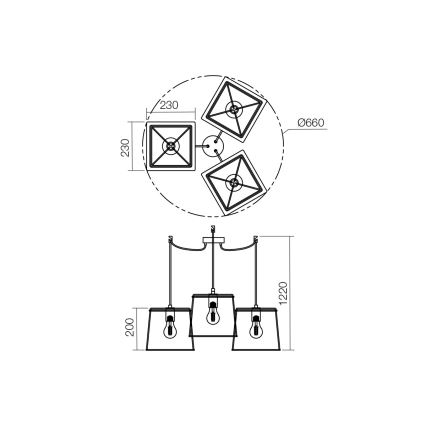 Redo 01-1265 - Lustr na lanku SKETCH 3xE27/42W/230V pavouk