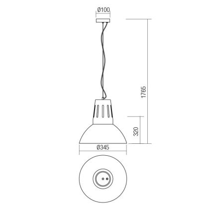 Redo 01-1281 - Lustr na lanku PEEP 1xE27/42W/230V pr. 34,5 cm černá