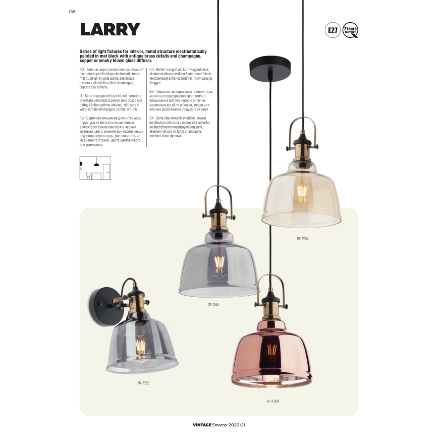 Redo 01-1380 - Nástěnné svítidlo LARRY 1xE27/42W/230V