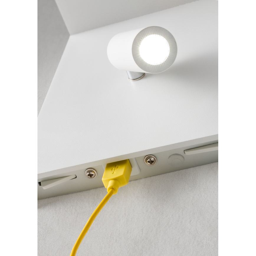 Redo 01-1499 - LED Nástěnné bodové svítidlo AGOS LED/6W/230V + LED/3,2W USB bílá