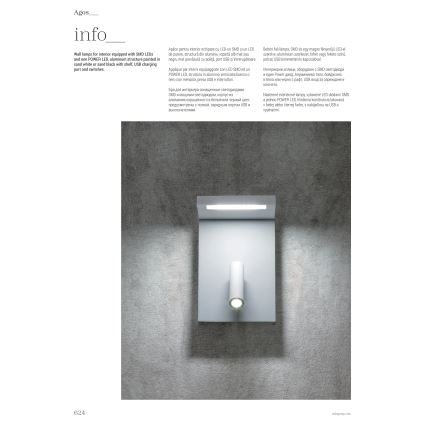 Redo 01-1499 - LED Nástěnné bodové svítidlo AGOS LED/6W/230V + LED/3,2W USB bílá