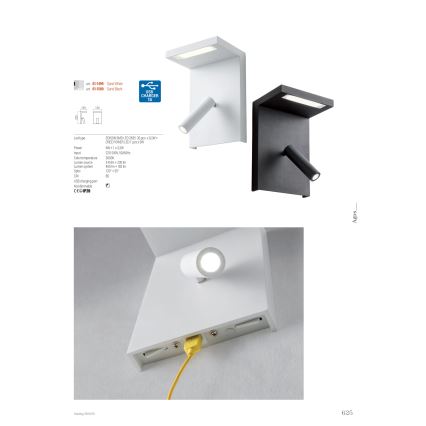 Redo 01-1499 - LED Nástěnné bodové svítidlo AGOS LED/6W/230V + LED/3,2W USB bílá