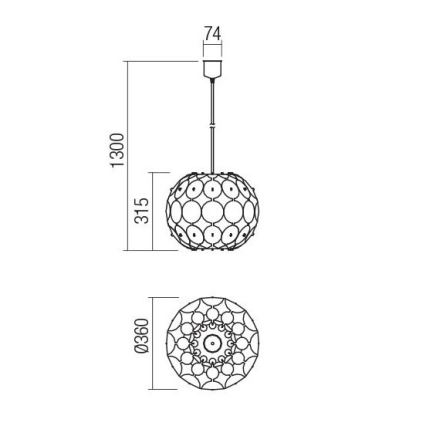 Redo 01-1508 - Lustr na lanku ODEON 1xE27/42W/230V pr. 36 cm zlatá