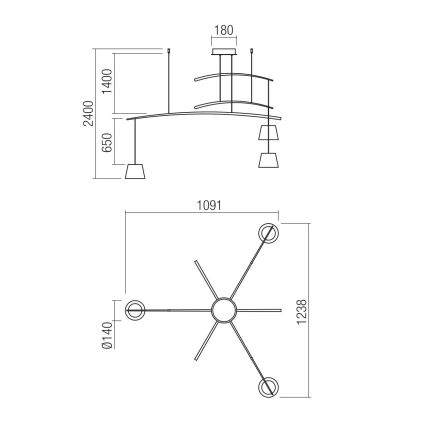 Redo 01-1525 - LED Lustr na lanku LOLLI 3xLED/6W/230V černá