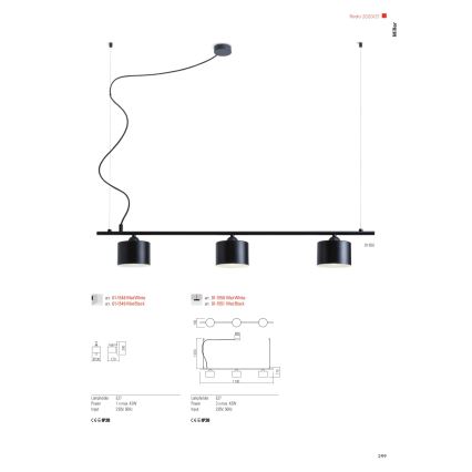 Redo 01-1550 - Lustr na lanku MILLER 3xE27/230V