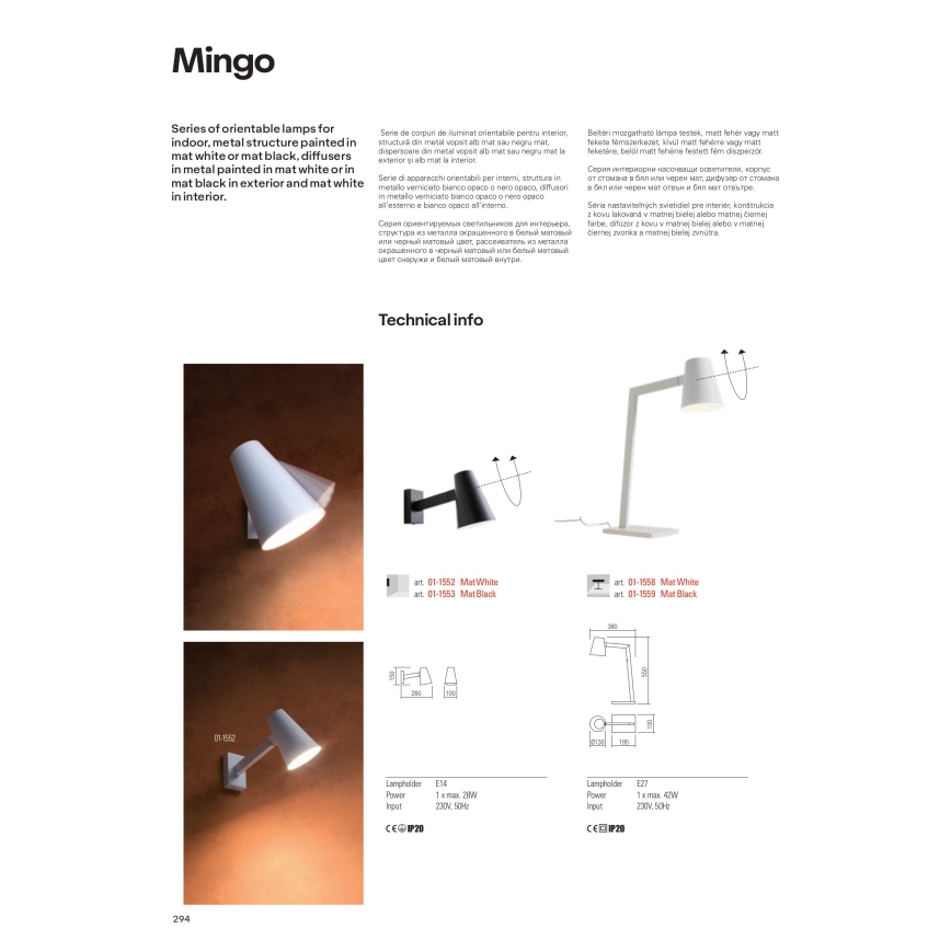 Redo 01-1556 - Stojací lampa MINGO 1xE27/42W/230V bílá