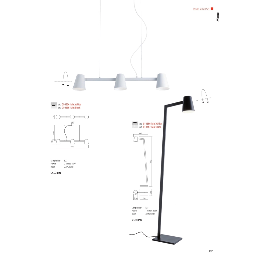 Redo 01-1556 - Stojací lampa MINGO 1xE27/42W/230V bílá