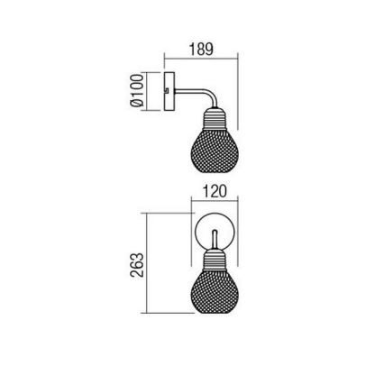 Redo 01-1575 - Nástěnné svítidlo EDISON 1xE27/42W/230V