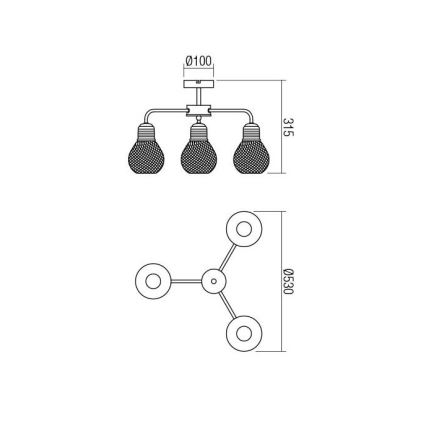 Redo 01-1576 - Přisazený lustr EDISON 3xE27/42W/230V