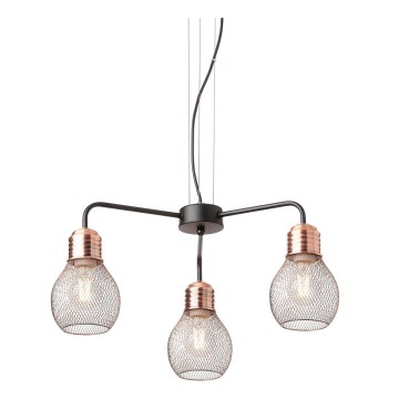 Redo 01-1579 - Lustr na lanku EDISON 3xE27/42W/230V pr. 53 cm černá/měděná