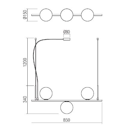 Redo 01-1634 - Lustr na lanku TALIS 3xE14/28W/230V