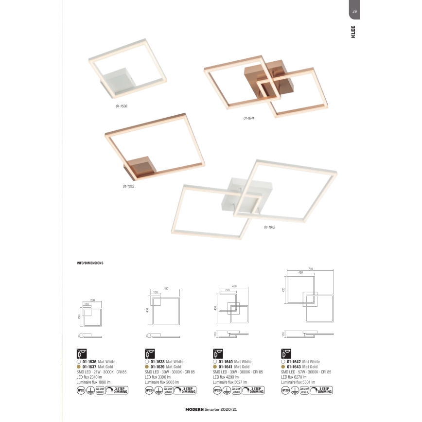 Redo 01-1642 - LED Stmívatelné stropní svítidlo KLEE LED/57W/230V bílá