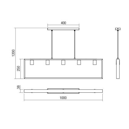 Redo 01-1666 - Lustr na lanku TIMBER 5xE27/42W/230V buk