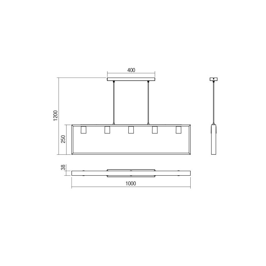 Redo 01-1666 - Lustr na lanku TIMBER 5xE27/42W/230V buk