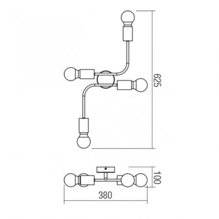 Redo 01-1669 - Stropní svítidlo YAK 4xE27/42W/230V