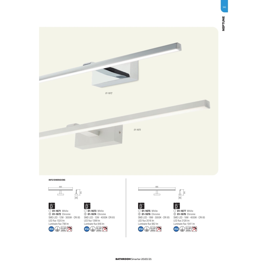 Redo 01-1676 - LED Koupelnové osvětlení zrcadla NEPTUNE LED/18W/230V IP44