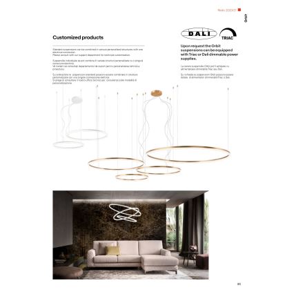 Redo 01-1720 - LED Lustr na lanku ORBIT LED/42W + LED/66W/230V