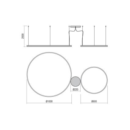 Redo 01-1720 - LED Lustr na lanku ORBIT LED/42W + LED/66W/230V