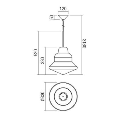 Redo 01-1771 - Lustr na lanku AMNO 1xE27/42W/230V pr. 33 cm šedá