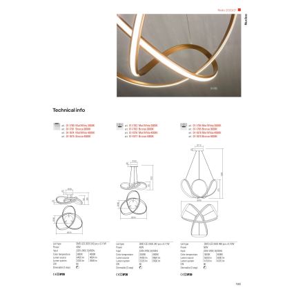 Redo 01-1784 - LED Stmívatelný lustr na lanku NUCLEO LED/55W/230V bílá