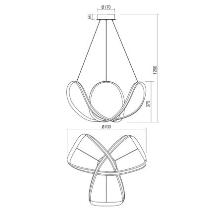 Redo 01-1784 - LED Stmívatelný lustr na lanku NUCLEO LED/55W/230V bílá