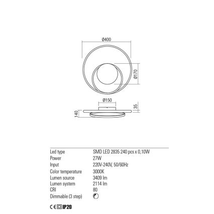 Redo 01-1789 - LED Stmívatelné nástěnné svítidlo TORSION LED/27W/230V bílá