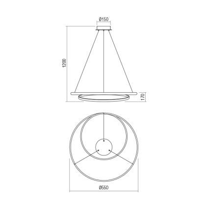 Redo 01-1793 - LED Stmívatelný lustr na lanku TORSION LED/29W/230V pr. 55 cm bílá