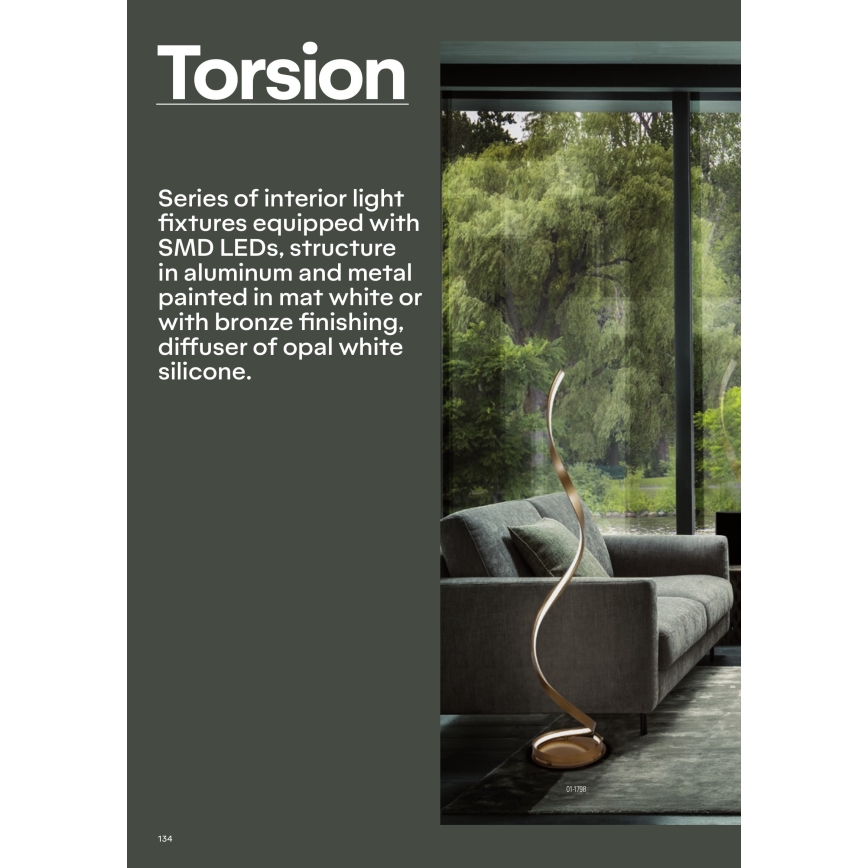 Redo 01-1797 - LED Stmívatelná stojací lampa TORSION LED/24W/230V bílá