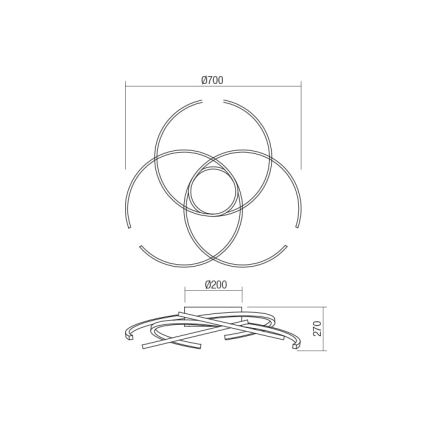 Redo 01-1801 - LED Stmívatelné stropní svítidlo ALIEN LED/60W/230V 3000K pr. 70 cm bílá