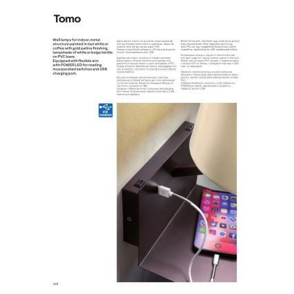 Redo 01-1807 - LED Nástěnné svítidlo s flexibilní lampičkou TOMO 1xE27/42W/230V + LED/3W/230V bílá