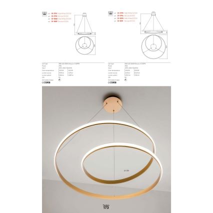 Redo 01-1889 - LED Stmívatelný lustr na lanku TORSION LED/29W/230V 4000K pr. 55 cm bronzová