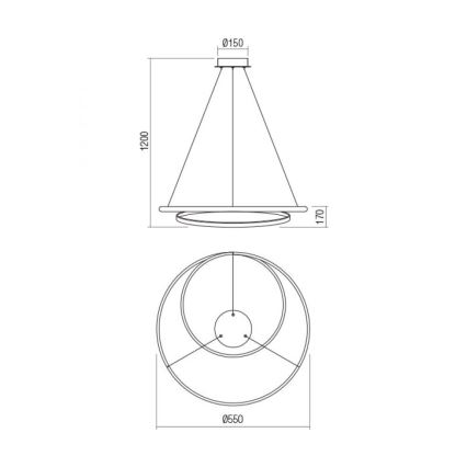 Redo 01-1889 - LED Stmívatelný lustr na lanku TORSION LED/29W/230V 4000K pr. 55 cm bronzová