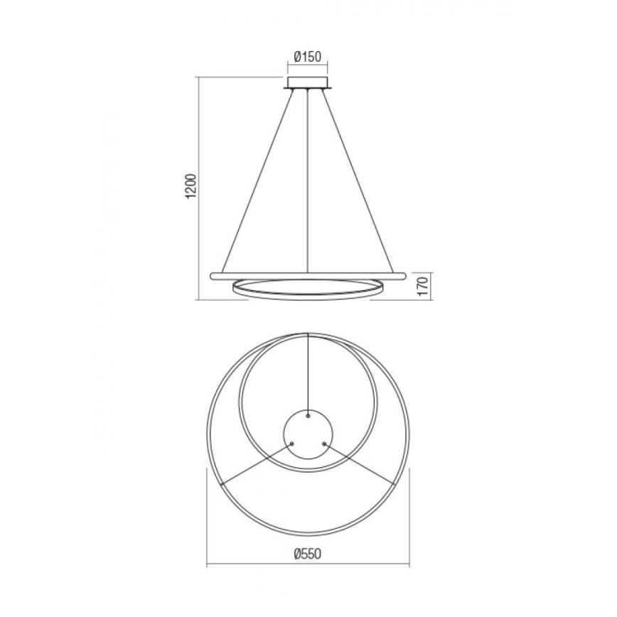 Redo 01-1889 - LED Stmívatelný lustr na lanku TORSION LED/29W/230V 4000K pr. 55 cm bronzová