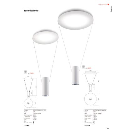 Redo 01-1971 - LED Stmívatelný lustr na lanku ESSENCE LED/36W/230V CRI 90 3000K bílá