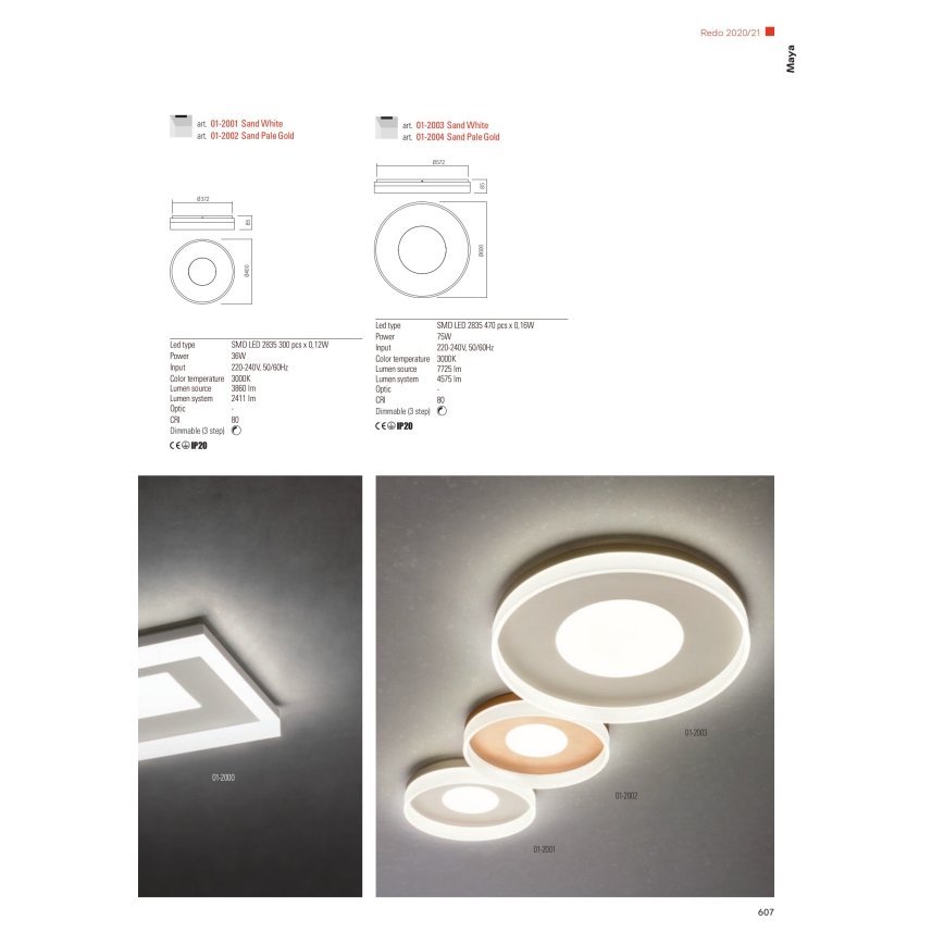 Redo 01-1998 - LED Stmívatelné stropní svítidlo MAYA LED/42W/230V 42,5x42,5 cm zlatá