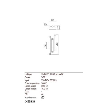 Redo 01-2036 - LED Nástěnné svítidlo MADISON 6xLED/4W/230V zlatá