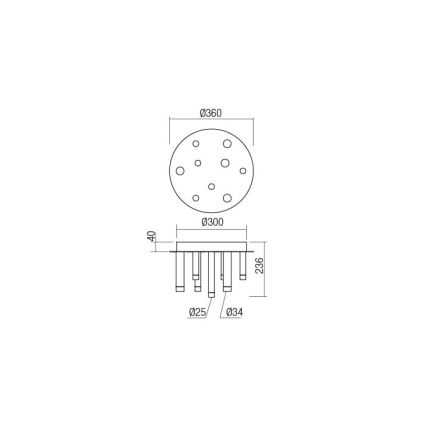 Redo 01-2041 - LED Stropní svítidlo MADISON 9xLED/4W/230V černá