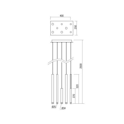 Redo 01-2047 - LED Lustr na lanku MADISON 8xLED/4W/230V měď