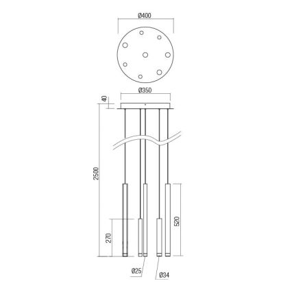 Redo 01-2051 - LED Lustr na lanku MADISON 8xLED/4W/230V měď