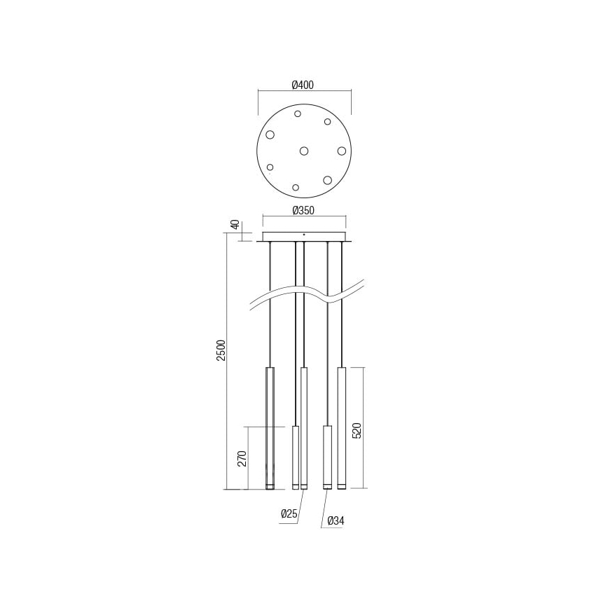 Redo 01-2053 - LED Lustr na lanku MADISON 8xLED/4W/230V lesklý chrom/černá/měď