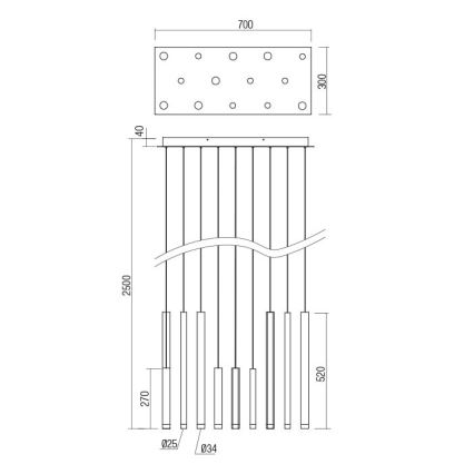 Redo 01-2055 - LED Lustr na lanku MADISON 14xLED/4W/230V měď