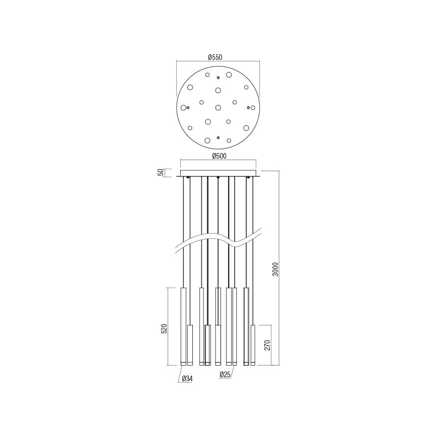 Redo 01-2061 - LED Lustr na lanku MADISON 16xLED/4W/230V lesklý chrom/černá/měď