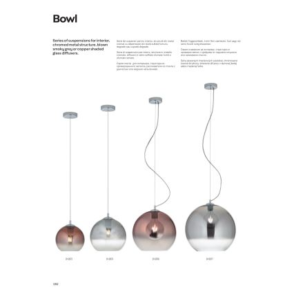 Redo 01-2076 - Lustr na lanku BOWL 1xE27/42W/230V pr. 30 cm měď