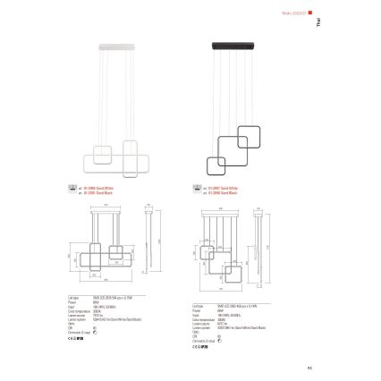 Redo 01-2097 - LED Stmívatelný lustr na lanku THAI LED/66W/230V 3000K bílá