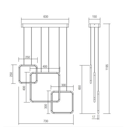 Redo 01-2098 - LED Stmívatelný lustr na lanku THAI LED/66W/230V 3000K černá