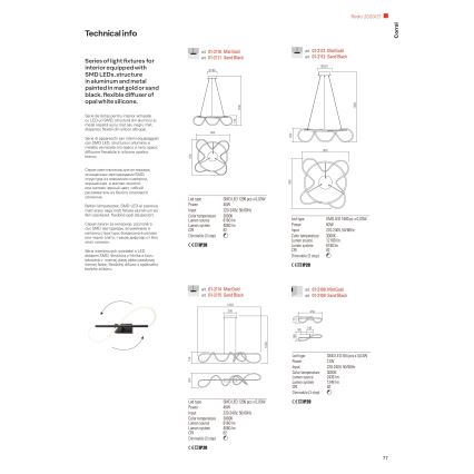 Redo 01-2110 - LED Stmívatelný lustr na lanku CORRAL LED/40W/230V 3000K zlatá